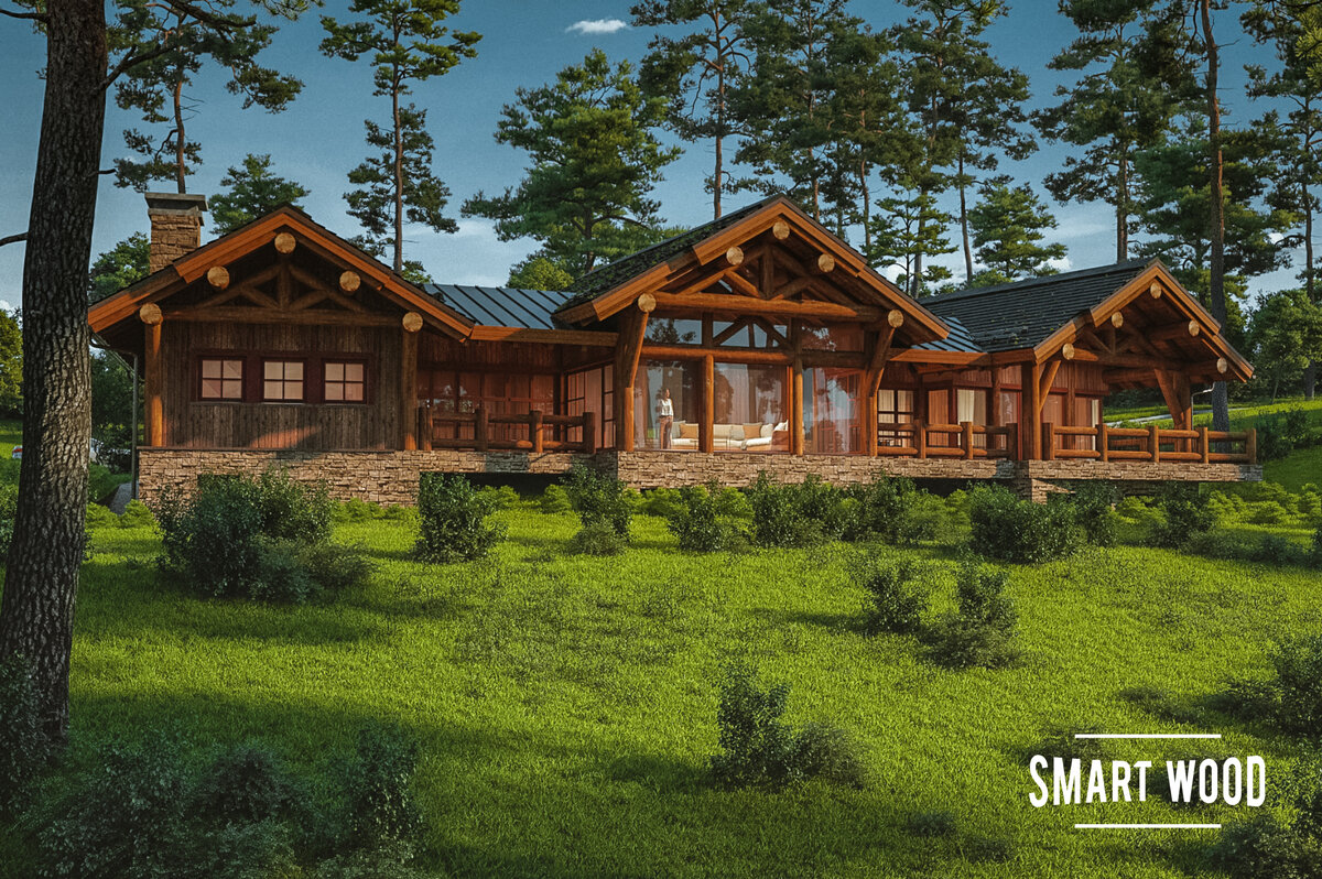 Каркасный дом из кедра по технологии Post&Beam