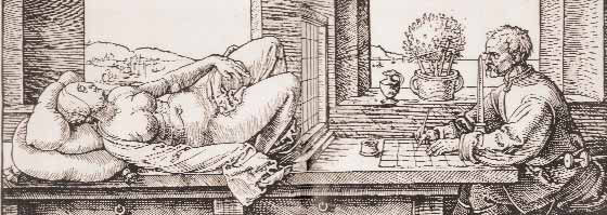 Художник, рисующий женщину. 1538 
Гравюра на дереве по работе Альбрехта Дюрера