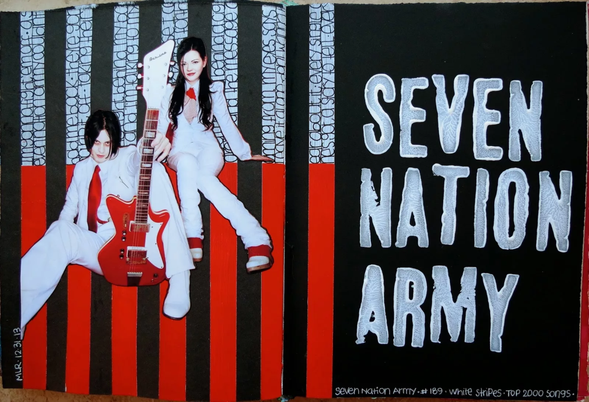 Песня seven nation. Группа the White Stripes. The White Stripes Seven Nation Army обложка. Seven Nation Army Джек Уайт. Вайт Страйпс Seven Nation Army.