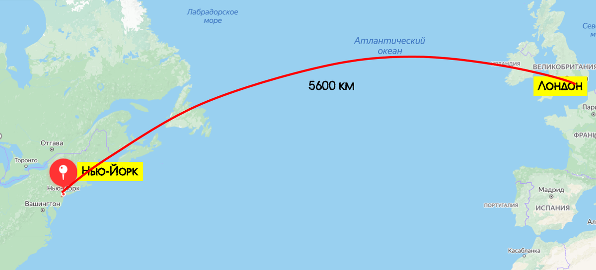 Расстояние от Лондона до Нью-Йорка на автомобиле