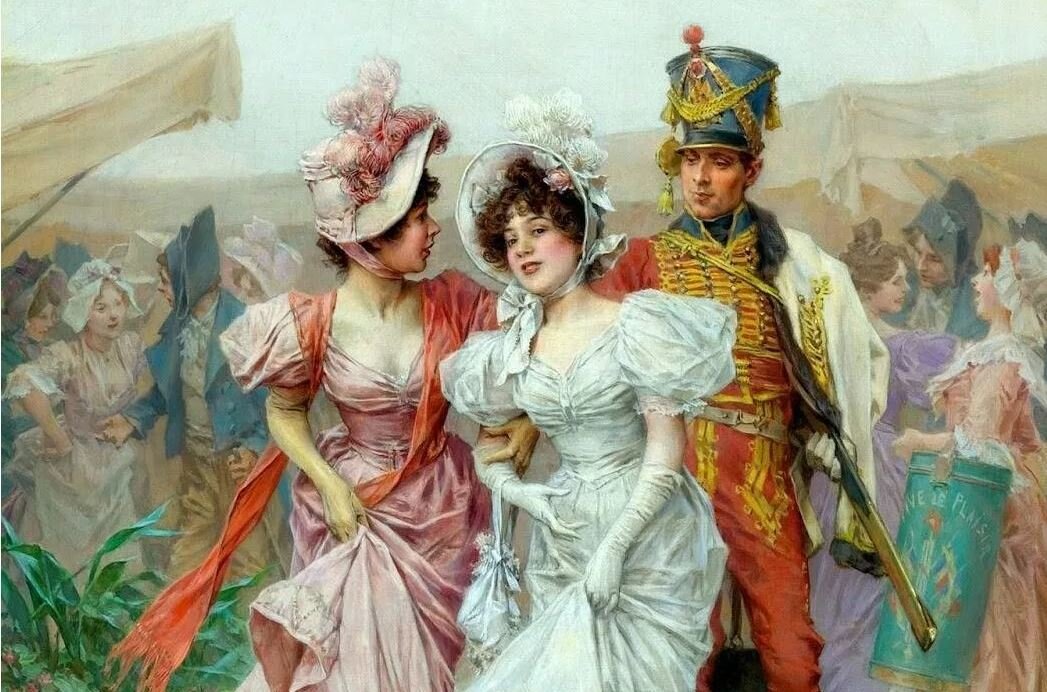 Гусарский офицер замечен дамами...