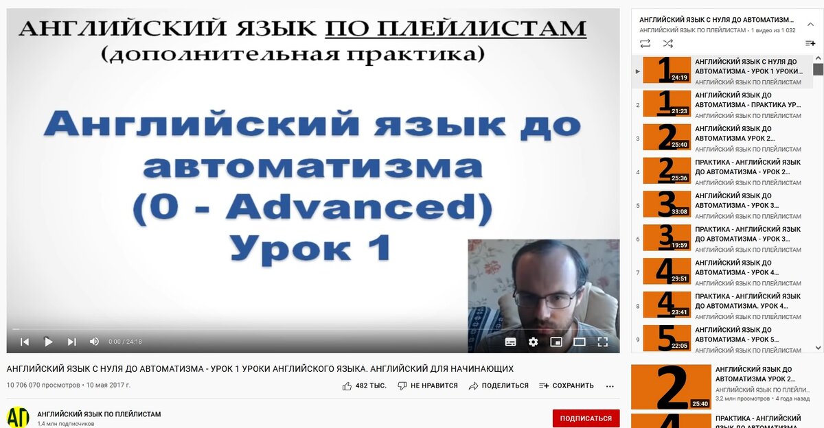 Оранжевый плейлист. Канал - Английский язык по плейлистам 