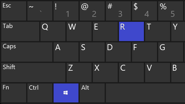 одновременно нажимаем клавиши Win и R 