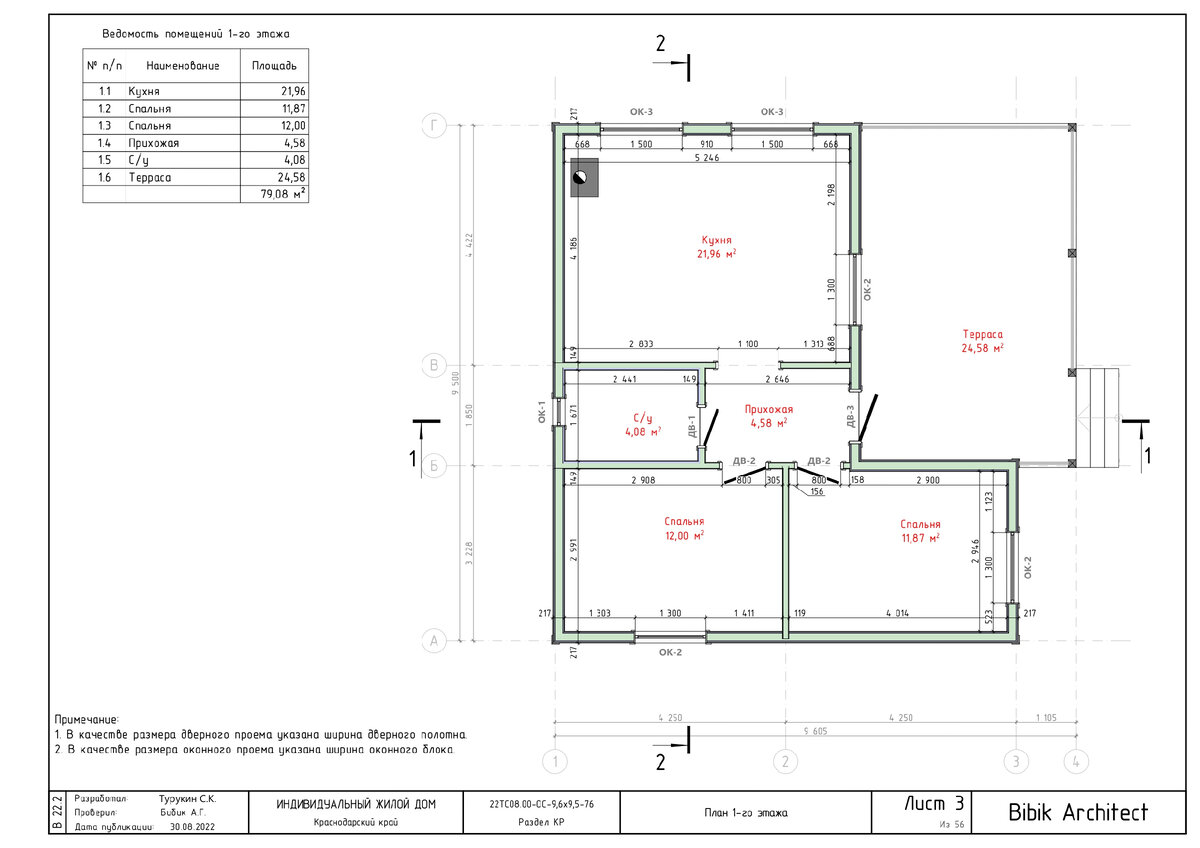 Готовый проект одноэтажного дома с терасой 9,6х9,5 - 87,7 м² | Bibik  Architect | Дзен