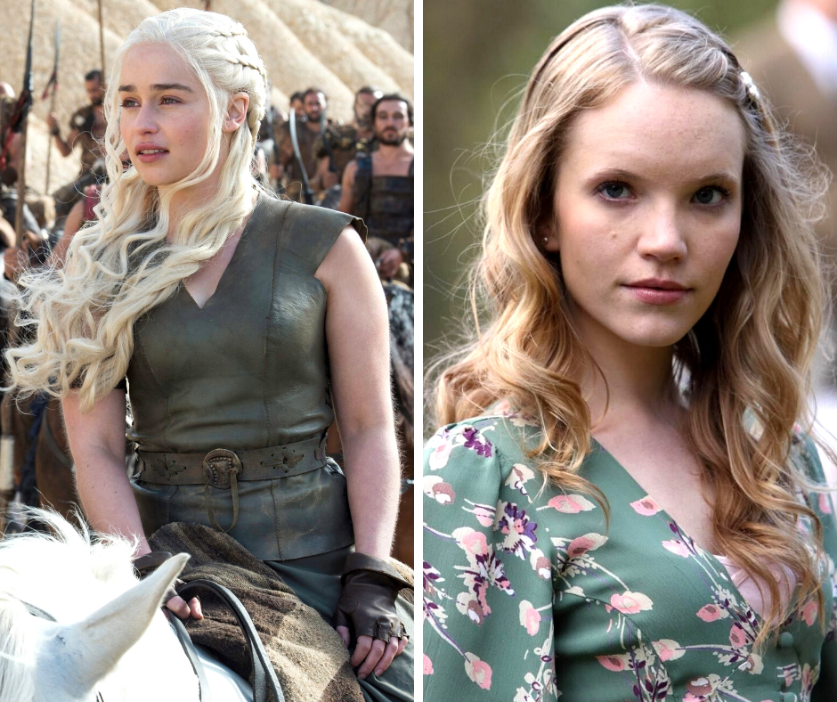 Эмилия Кларк, сыгравшая Дейнерис Таргариен, и претендентка на роль Тэмзин Мёрчант