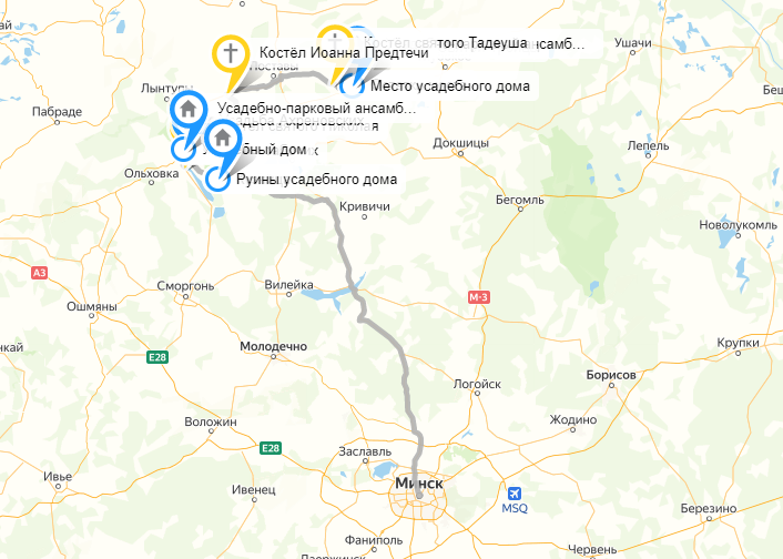 Статичная карта маршрута. Интерактивная ниже. 