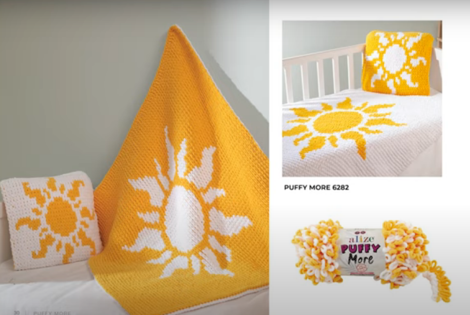 Примеры изделий из ALIZE Puffy MORE. Источник: сайт и канал фирмы ALIZE.