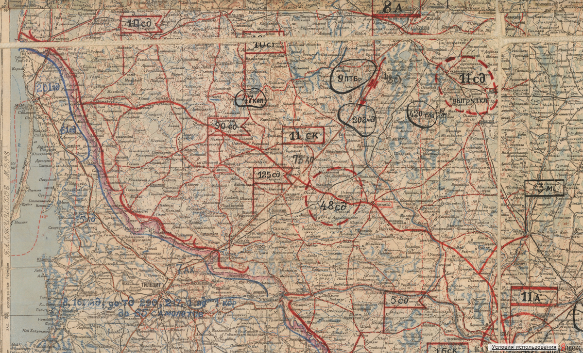 Сайт "Память народа". Отчетная карта положения сторон к началу боевых действий 21.6.1941 года.