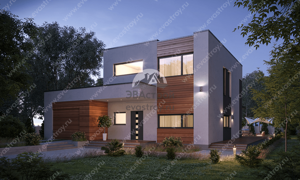 Проект двухэтажного дома 198 м2 с гаражом и террасой - 12-198