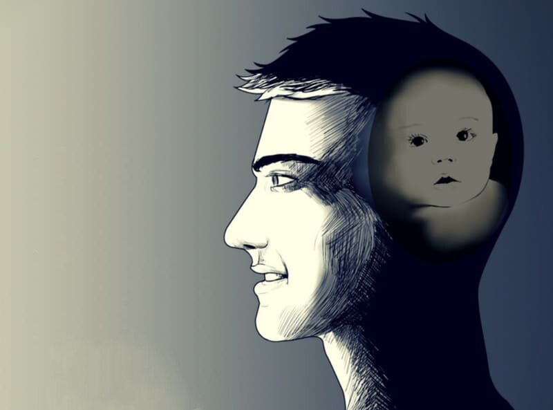 Очень удачная иллюстрация - Взрослый мужчина, а в голове еще совсем ребенок