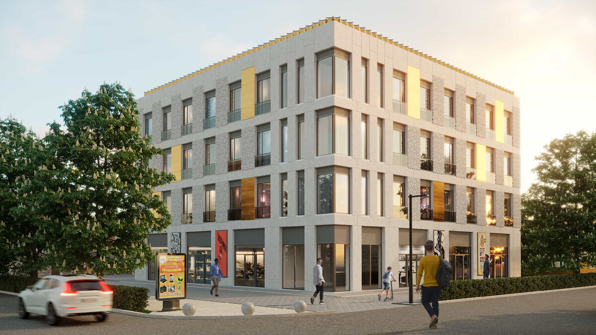 Проект клубного жилого дома г. Севастополь, ул. Частника - ул. Щорса, АПБ "Основа", первый вариант фасада