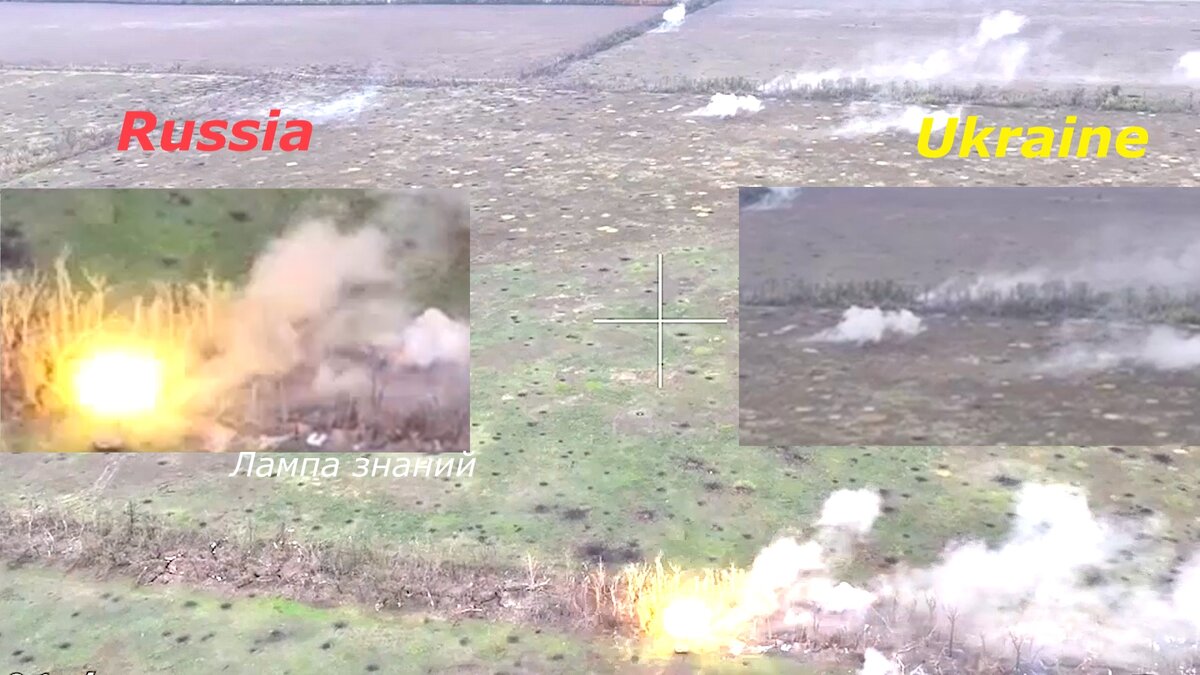 Бой на Украине, корректировка огня танков c БПЛА. Фото Лампа знаний