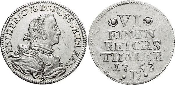 VI Einen Reichs Thaler 1753  👉 Friedrich II.