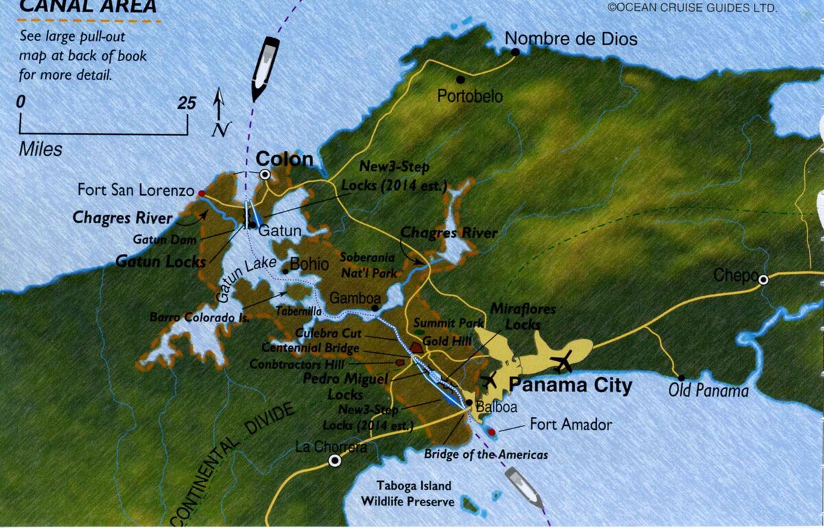 Карта панамского канала на русском языке