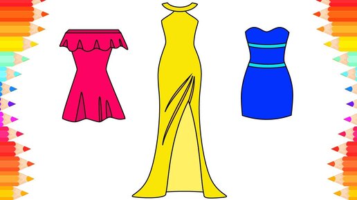 how to draw dresses step by step for kids