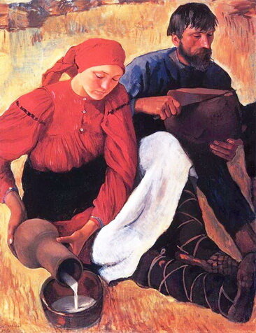 Зинаида Серебрякова "Крестьяне. Обед", 1914 год. 