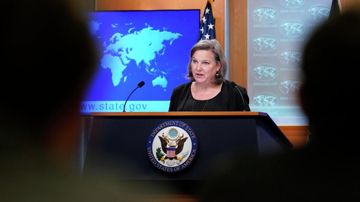    Заместитель Государственного секретаря США Виктория Нуланд выступает на брифинге в Государственном департаменте США в Вашингтоне. 27 января 2022 © AP Photo / Susan Walsh