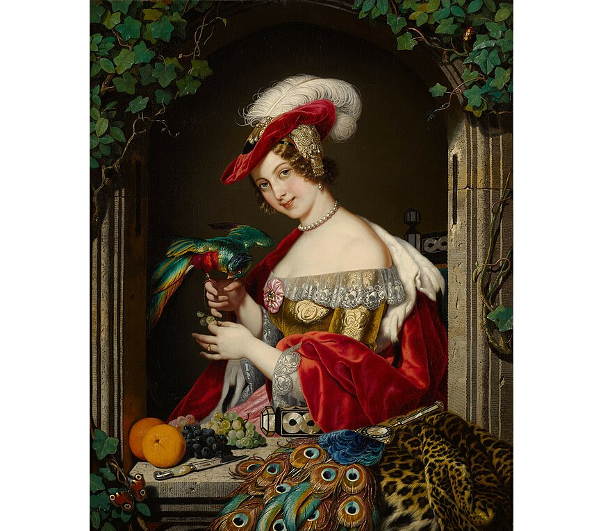 Портрет дамы с попугаем, Чарльз (Карл) Наль, 1850. (с) Из частной коллекции