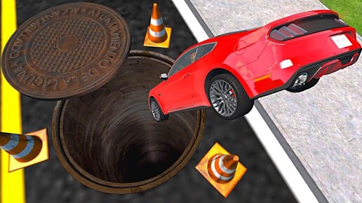 Download Video: Безумные Прыжки в Открытый Люк КАНАЛИЗАЦИИ в BeamNG Drive Челлендж!