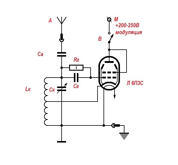 Схема шарманки на 6п3с с модулятором