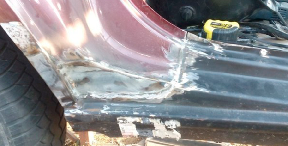 пример полуавтоматической сварки порогов