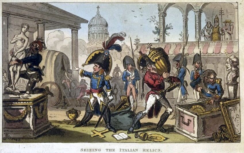 Захват итальянских реликвий. Английская карикатура конца XVIII века. 