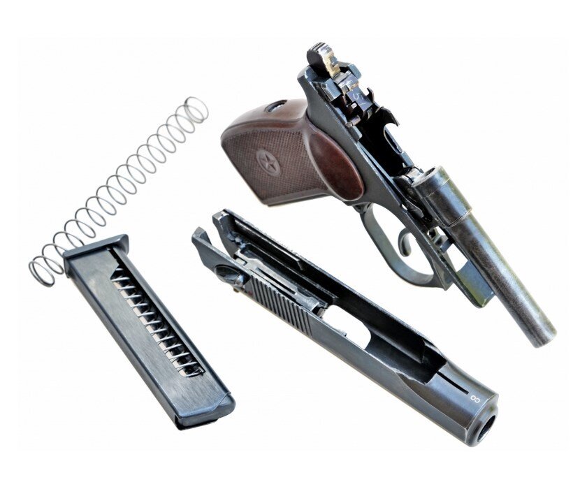 Охолощенный СХП пистолет Макаров-СО (ПМ) 10ТК в разборе