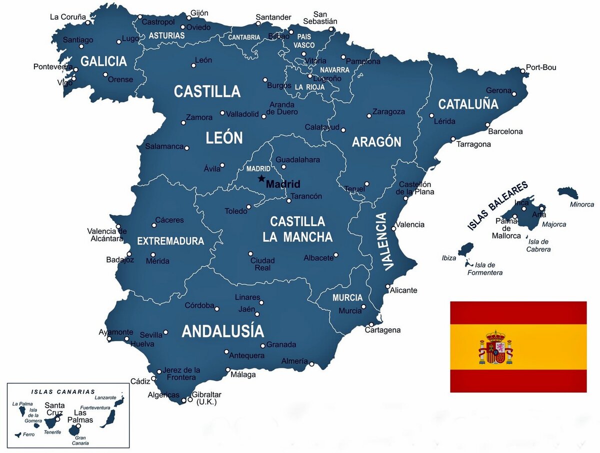 Административное деление Испании - карта сообществ