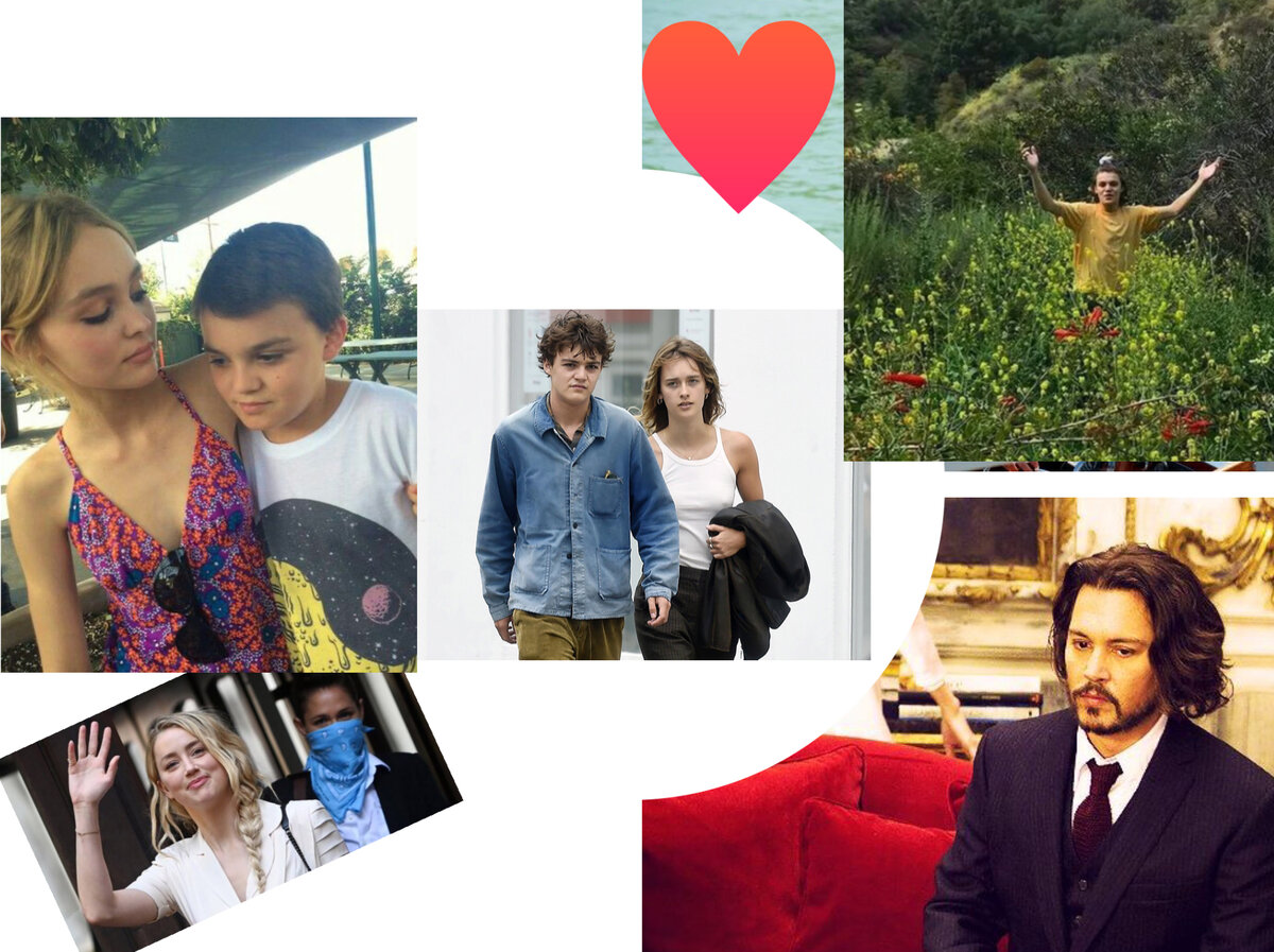 дети Джонни от брака с Ванессой Паради, Эмбер Херд и сам киноактер- фотоколлаж автора 