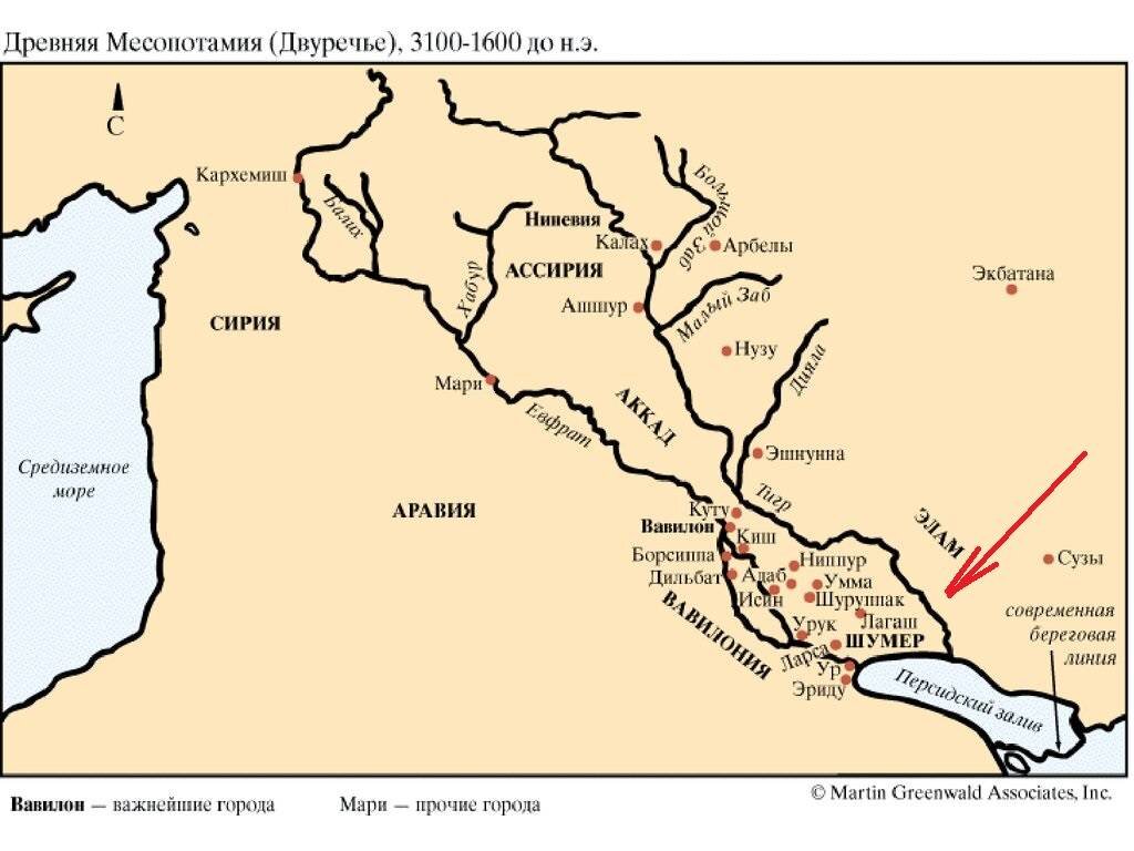 Фото: krugosvet.ru/ Карта Древней Месопотамии 