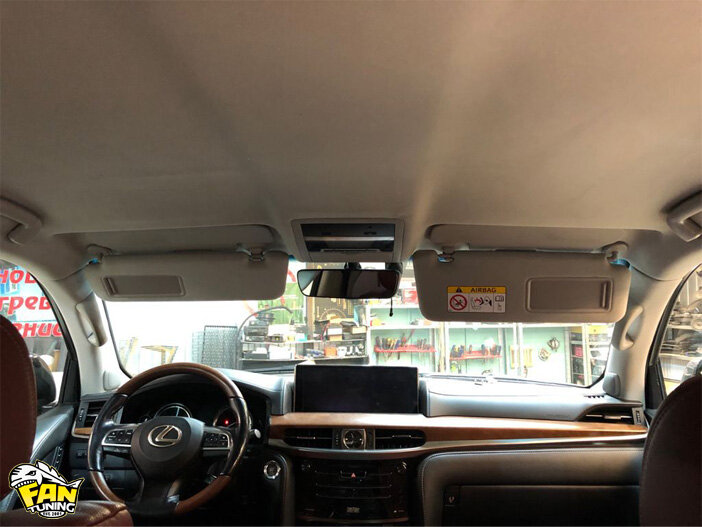 Перетяжка потолка в алькантару (alcantara) на Лексусе (Lexus) LX450d