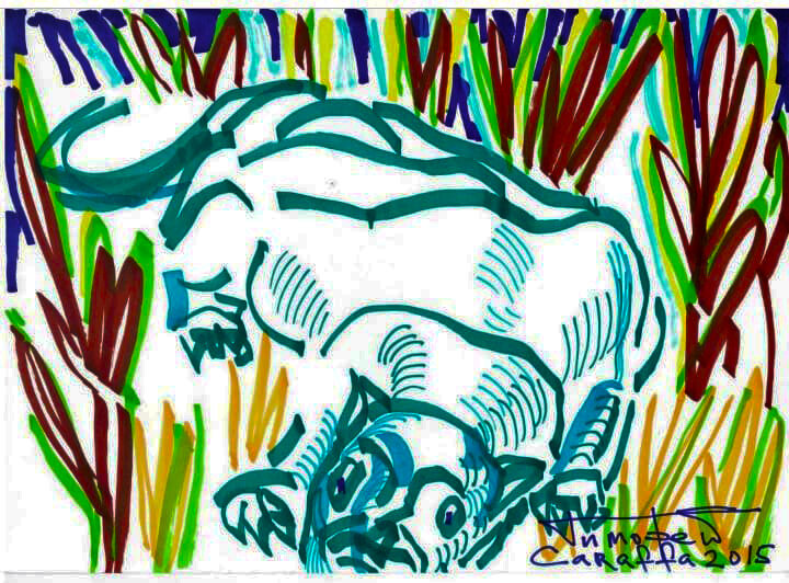 Тимофей Караффа-Корбут. Рисунок древнего ящера. 2015