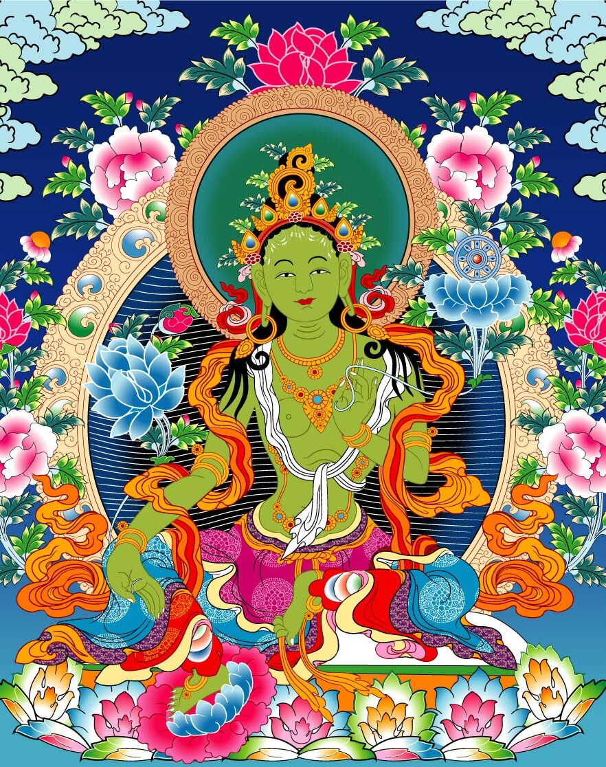 тханка зеленая тара. зеленая тара в буддизме. зелёная тара богиня мантра. будда зеленая тара. дакини богиня.