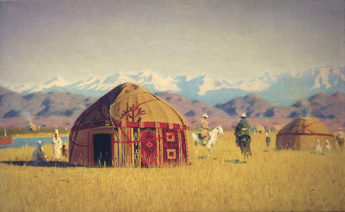 В. Верещагин, "Киргизские кибитки на реке Чу", 1870 г.