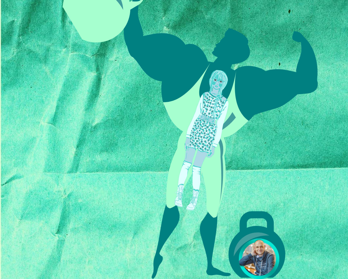 Главный парадокс коллажа в том, что психолог должен иметь вес в обществе/ crello.com