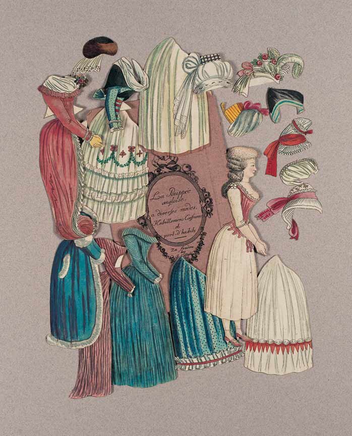 Немецкая бумажная куклы в профиль,  Германия, Шталь, около 1790 г.  Фото theriaults.com, коллекция Ширли Фишер 