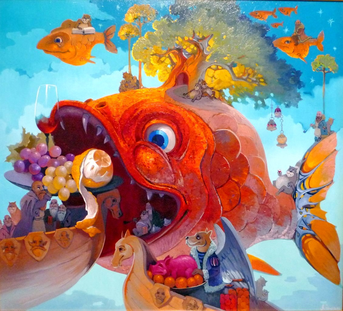 Полотно рыба. Рыбы Антона Горцевича картины. Сказочная живопись Антона Горцевича.