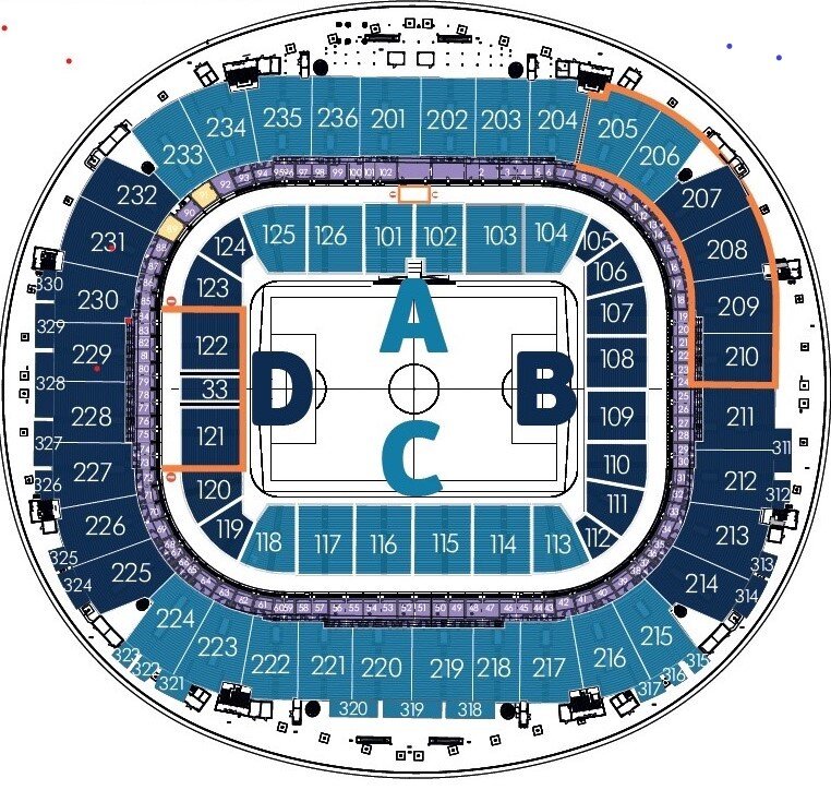 213-216. 223-226. 231-234. Угловые места , верхний ярус. | Газпром ...