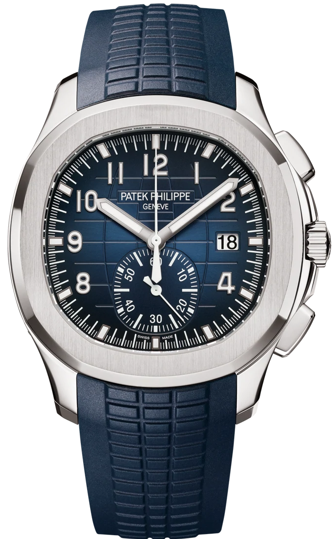 PATEK PHILIPPE AQUANAUT FLYBACK CHRONOGRAPH BLUE DIAL WHITE GOLD 5968G-001