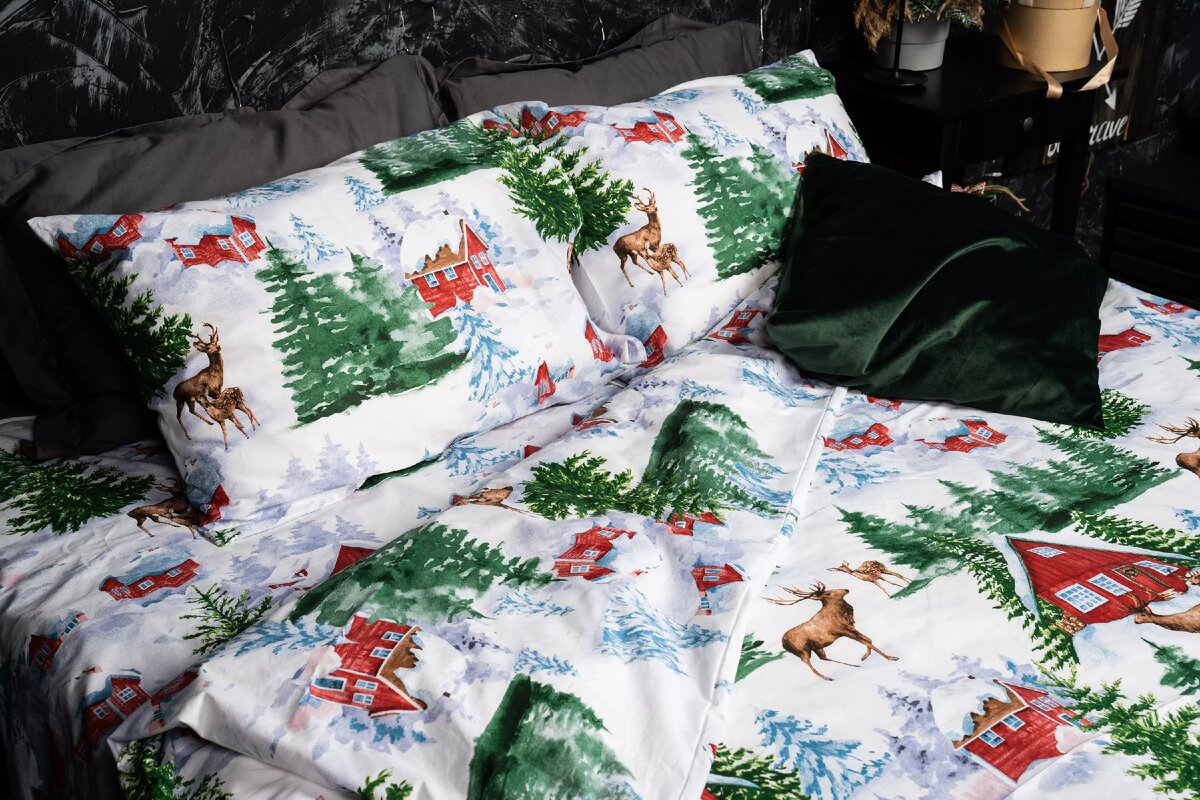 Бязь премиум "Зимняя сказка": ширина 220 см, хлопок, Россия