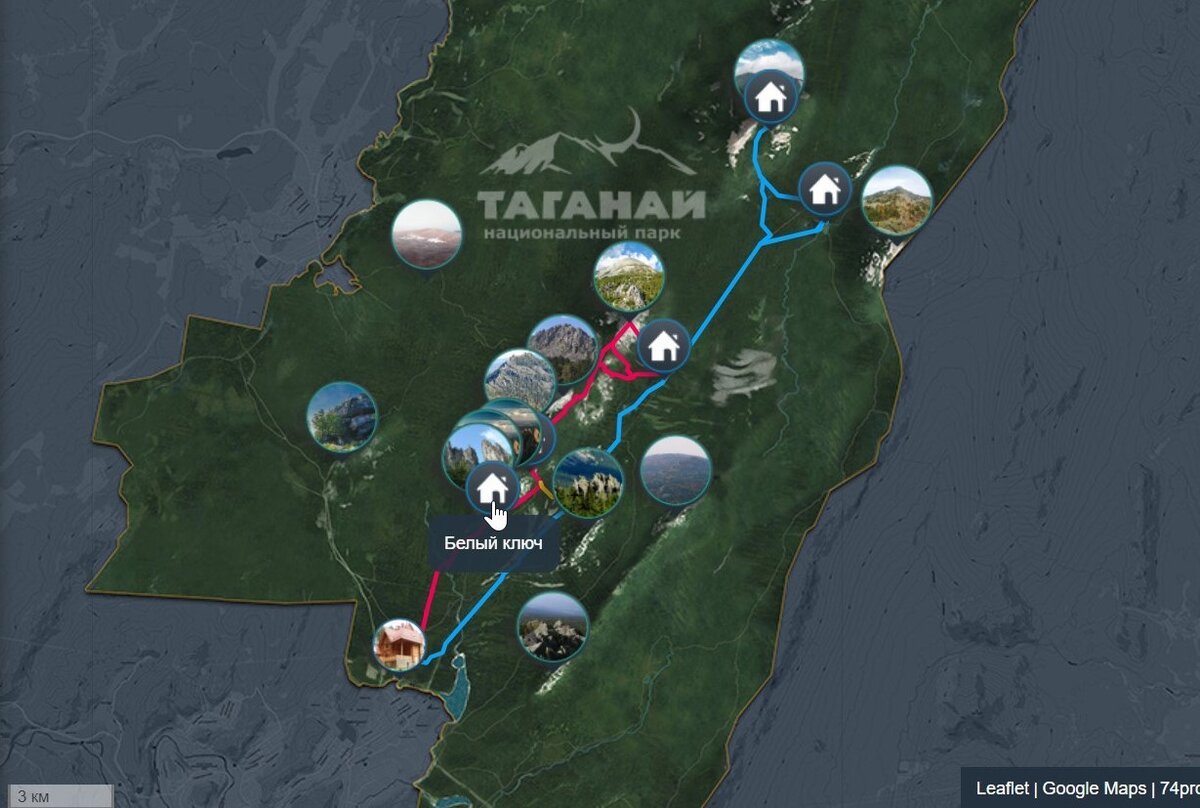 Карта Таганая из открытых источников