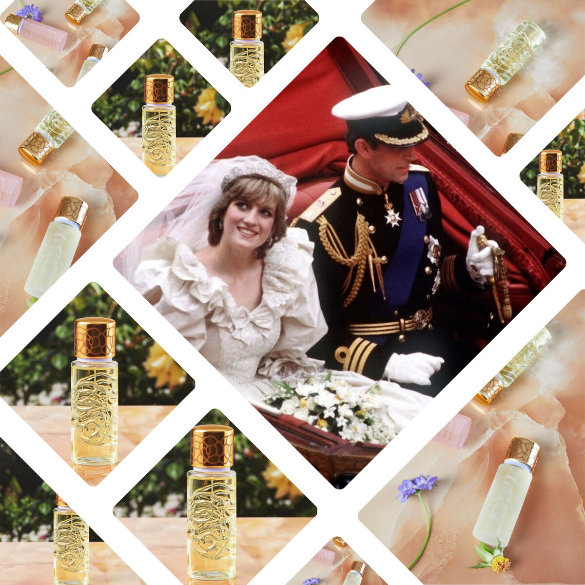 Коллаж: Гид Парфюм. Фото: @houbigant_paris, архив пресс-служб королевской семьи.