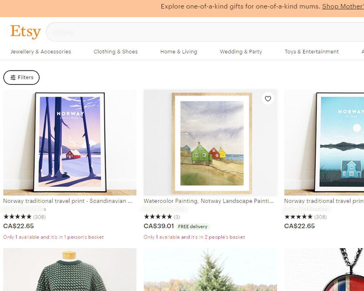 Так выглядит всемирная площадка Этси ( Etsy) глазами покупателя.