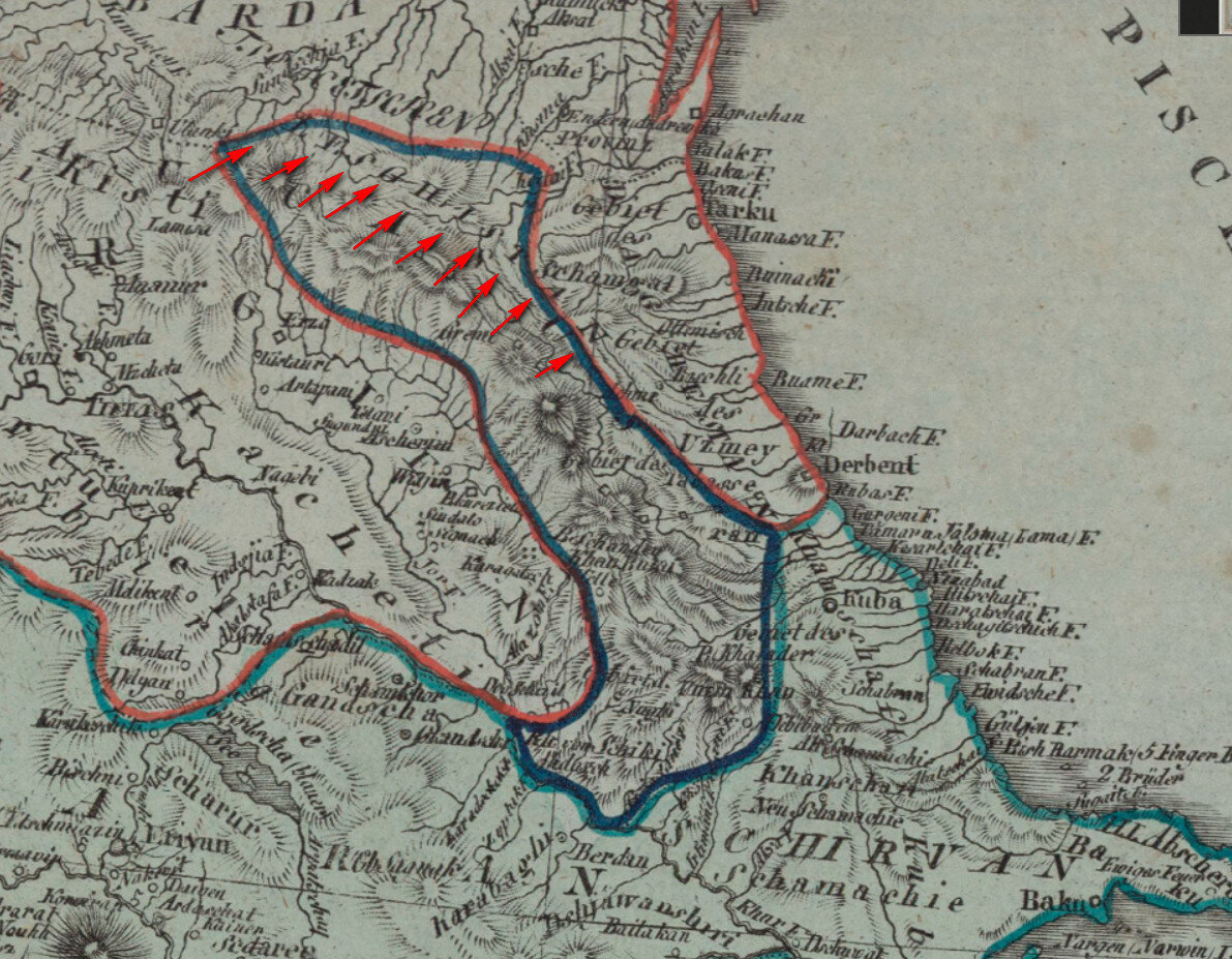Карта лезгистана в 17 веке