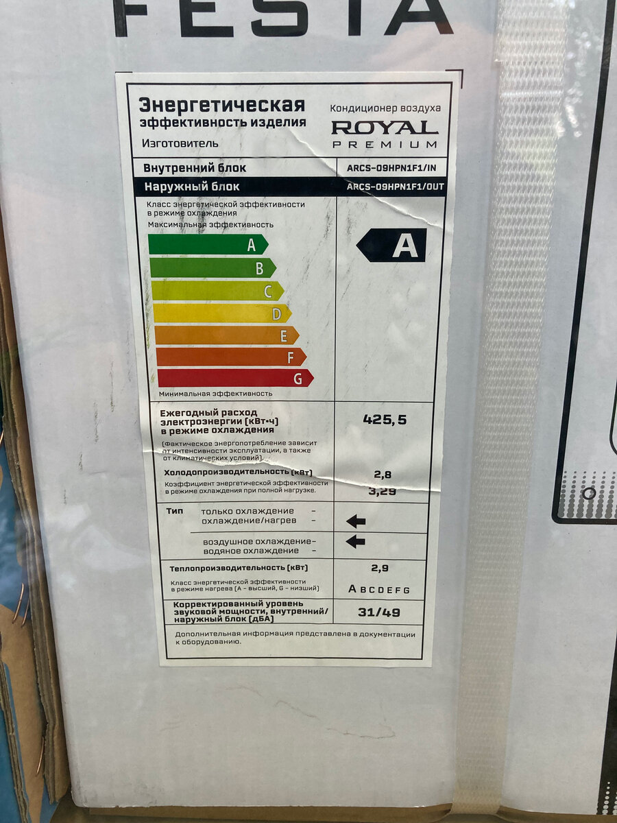 Еще одна табличка энергоэффективности для примера