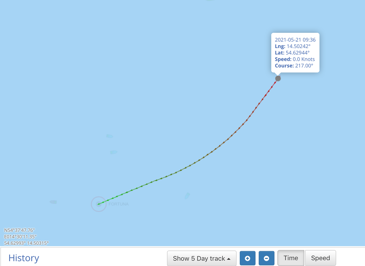 Координаты ТУБ "Фортуна" 21.05