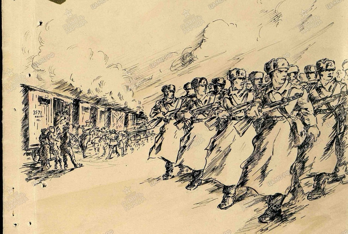 Рисунок из Журнала боевых действий Гвардейской стрелковой дивизии, в которой служил мой Прадед, с сайта "Память народа"