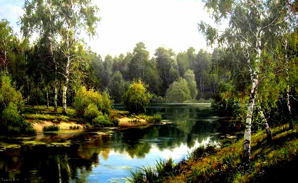 картина лесное озеро