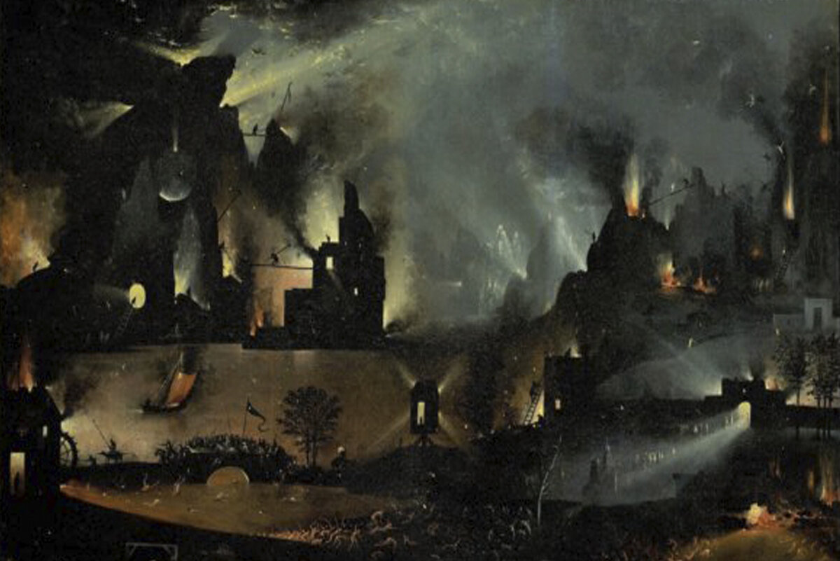 Фрагмент Ада из картины средневекового художника Иеронима Босха "Сад земных наслаждений".