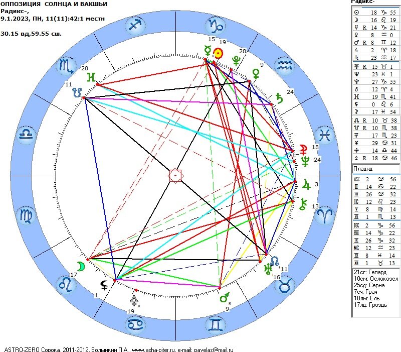 Космограмма Оппозиции Солнца и Вакшьи.